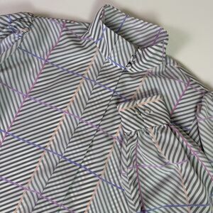 Vintage 80s Geometric Grid Blouse Women 8 Mock Neck Lightweight Retro Union Made